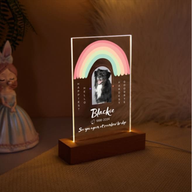 Custom Pet Photo Night Light Pet Memorial Plaque