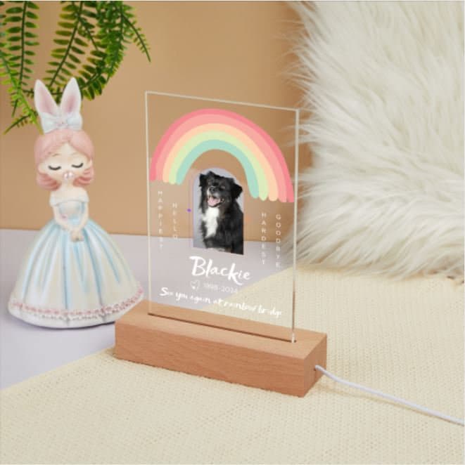 Custom Pet Photo Night Light Pet Memorial Plaque