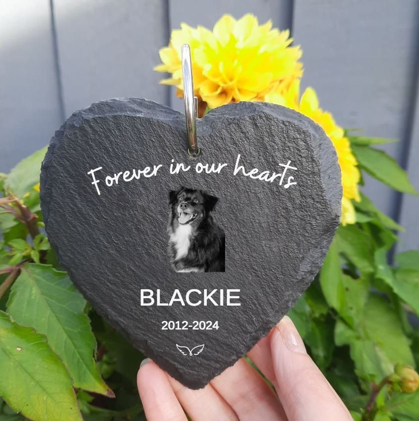 Custom Pet Memorial Photo Name Stone