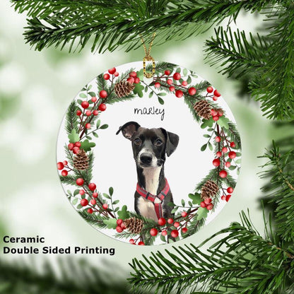 Custom Pet Photo Christmas Ornament: Personalized Dog/Cat Bauble