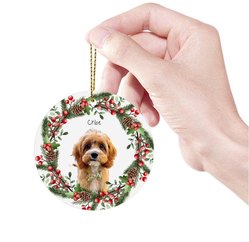 Custom Pet Photo Christmas Ornament: Personalized Dog/Cat Bauble