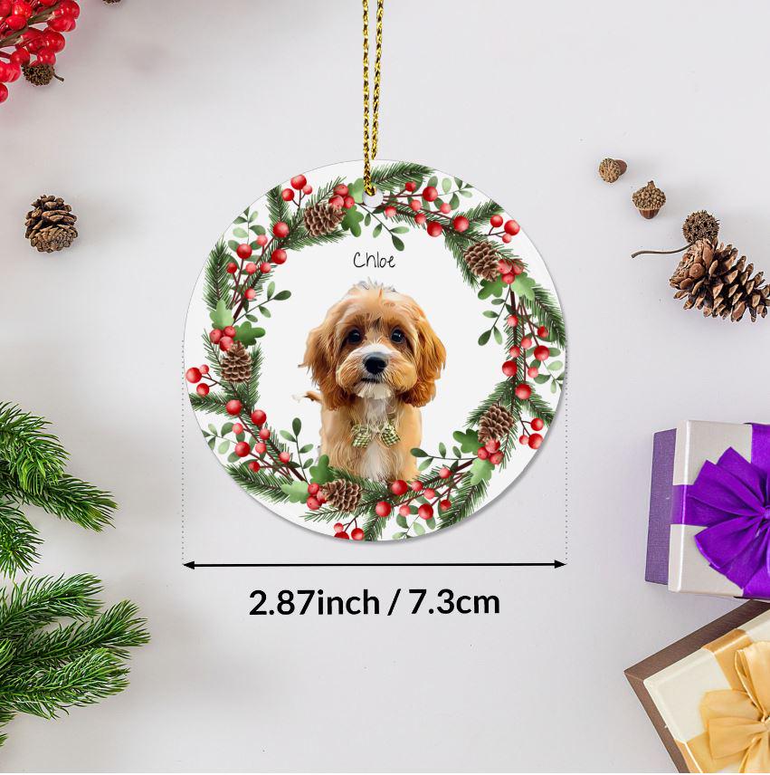 Custom Pet Photo Christmas Ornament: Personalized Dog/Cat Bauble