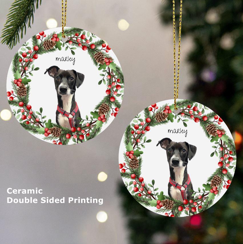 Custom Pet Photo Christmas Ornament: Personalized Dog/Cat Bauble