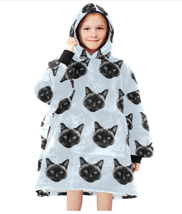 Custom Blanket Hoodie • Personalized Photo Hoodie Blanket • Face Wearable Blanket • Custom Hooded Blanket • Cozy Christmas Gift for Family