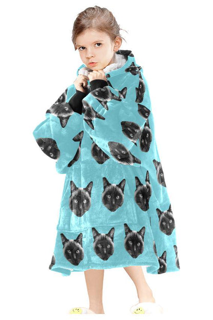 Custom Blanket Hoodie • Personalized Photo Hoodie Blanket • Face Wearable Blanket • Custom Hooded Blanket • Cozy Christmas Gift for Family