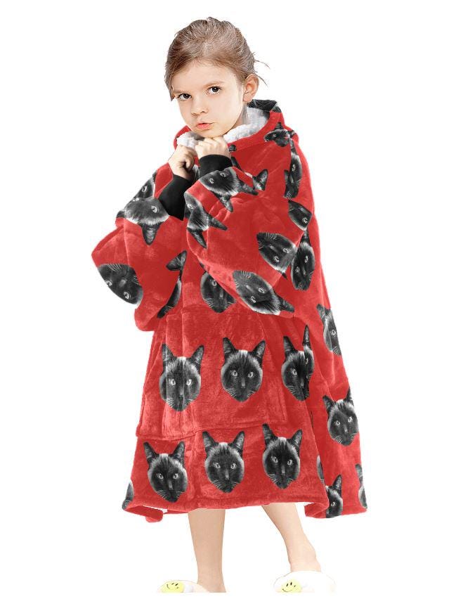Custom Blanket Hoodie • Personalized Photo Hoodie Blanket • Face Wearable Blanket • Custom Hooded Blanket • Cozy Christmas Gift for Family