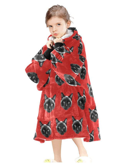 Custom Blanket Hoodie • Personalized Photo Hoodie Blanket • Face Wearable Blanket • Custom Hooded Blanket • Cozy Christmas Gift for Family