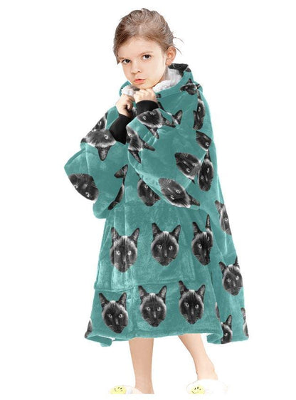 Custom Blanket Hoodie • Personalized Photo Hoodie Blanket • Face Wearable Blanket • Custom Hooded Blanket • Cozy Christmas Gift for Family