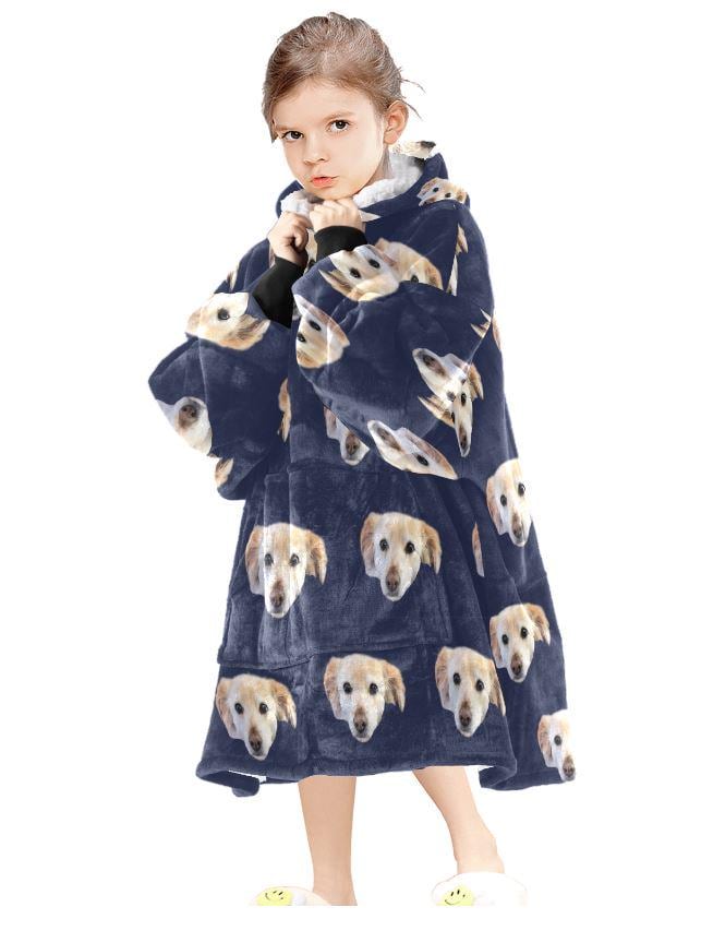 Custom Blanket Hoodie • Personalized Photo Hoodie Blanket • Face Wearable Blanket • Custom Hooded Blanket • Cozy Christmas Gift for Family