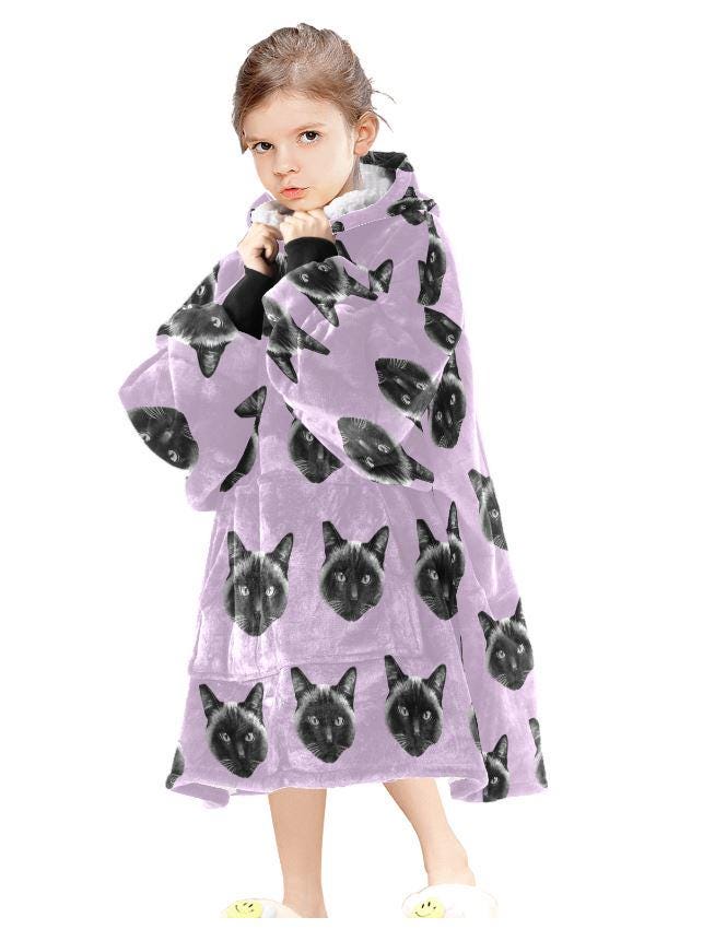Custom Blanket Hoodie • Personalized Photo Hoodie Blanket • Face Wearable Blanket • Custom Hooded Blanket • Cozy Christmas Gift for Family