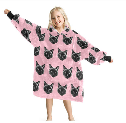 Custom Blanket Hoodie • Personalized Photo Hoodie Blanket • Face Wearable Blanket • Custom Hooded Blanket • Cozy Christmas Gift for Family
