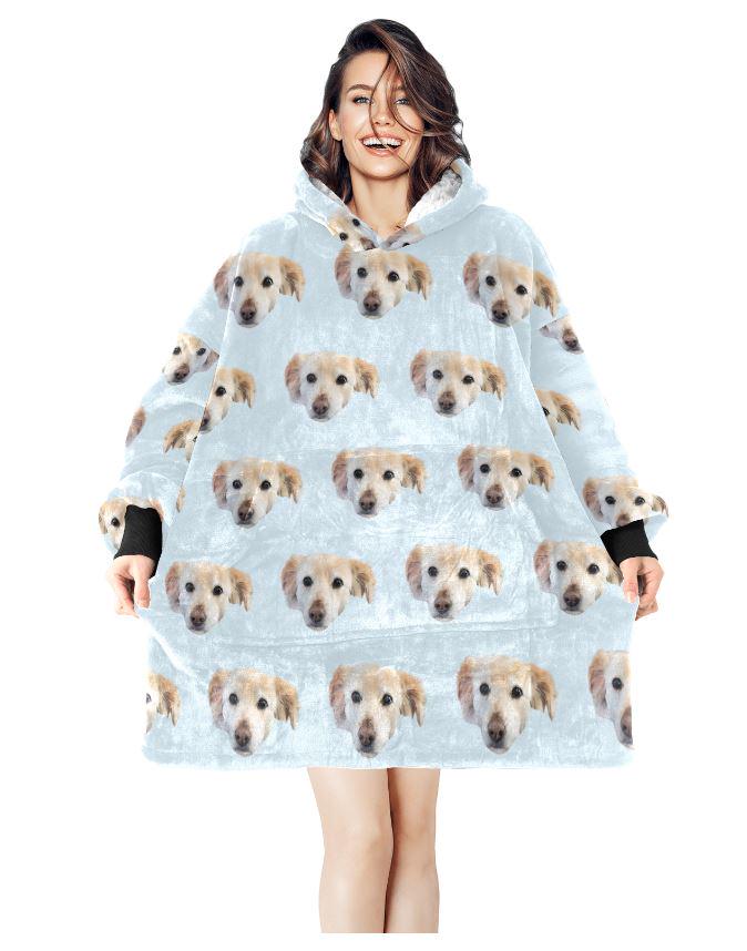 Custom Blanket Hoodie • Personalized Photo Hoodie Blanket • Face Wearable Blanket • Custom Hooded Blanket • Cozy Christmas Gift for Family