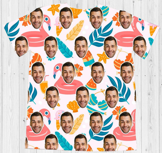 custom photo face tshirt leaves