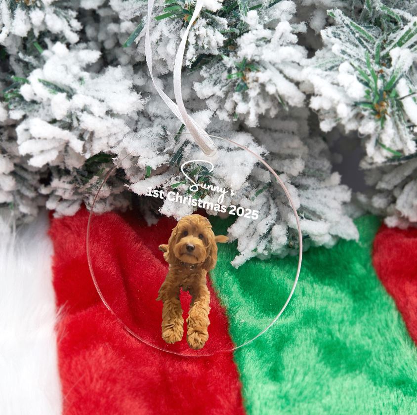 Custom Pet Photo Christmas Ornament: First Christmas Keepsake